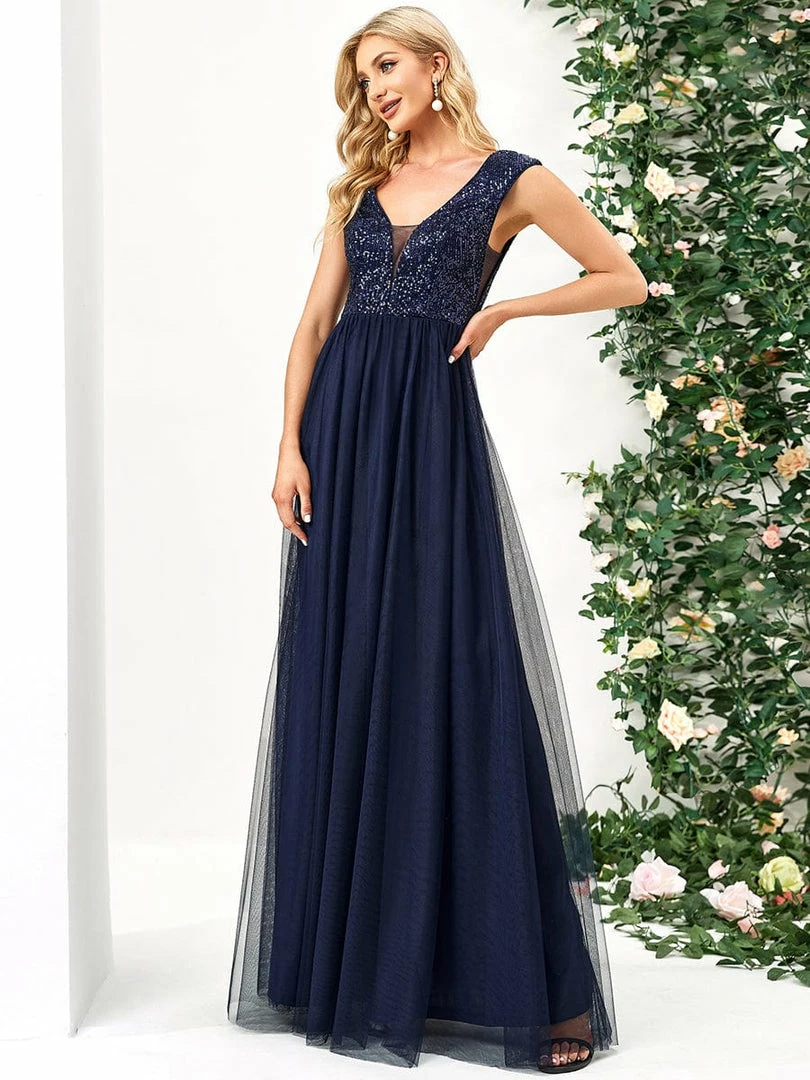 Ever-Pretty US Sequin Illusion Plunging V-Neckline Sleeveless A-Line Tulle Evening Dress 29 Ever-Pretty US Sequin Illusion Plunging V-Neckline Sleeveless A-Line Tulle Evening Dress
