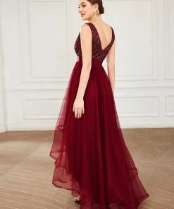 Ever-Pretty US Sleeveless Sequin Ribbon Waist Tulle High Low Evening Dress SHOP BY OCCASION