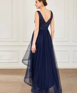Ever-Pretty US Sleeveless Sequin Ribbon Waist Tulle High Low Evening Dress SHOP BY OCCASION