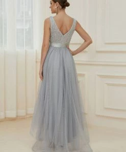 Ever-Pretty US Sleeveless Sequin Ribbon Waist Tulle High Low Evening Dress SHOP BY OCCASION