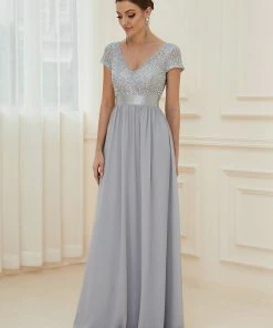 Ever-Pretty US SHOP BY OCCASION Empire Waist V-Neck Cap Sleeve Chiffon Evening Dress