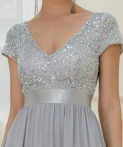 Ever-Pretty US SHOP BY OCCASION Empire Waist V-Neck Cap Sleeve Chiffon Evening Dress