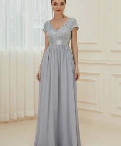 Ever-Pretty US SHOP BY OCCASION Empire Waist V-Neck Cap Sleeve Chiffon Evening Dress