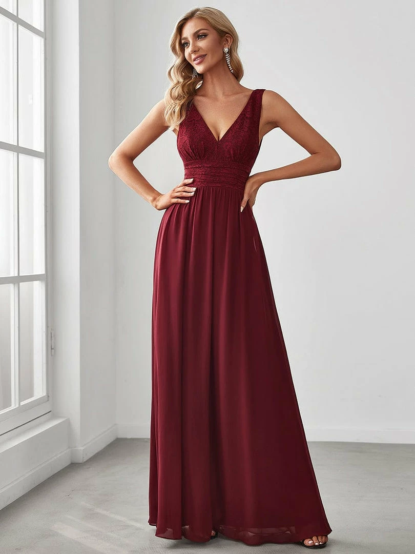 Ever-Pretty US Lace Empire Waist V-Back Sleeveless Chiffon Evening Dress 1 Ever-Pretty US Lace Empire Waist V-Back Sleeveless Chiffon Evening Dress