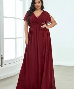 Ever-Pretty US SHOP BY OCCASION A-Line Pleated Chiffon Tie-Waist Evening Dress
