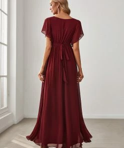 Ever-Pretty US SHOP BY OCCASION A-Line Pleated Chiffon Tie-Waist Evening Dress