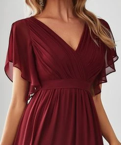 Ever-Pretty US SHOP BY OCCASION A-Line Pleated Chiffon Tie-Waist Evening Dress