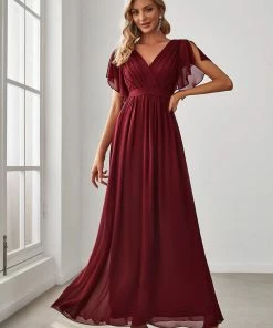 Ever-Pretty US SHOP BY OCCASION A-Line Pleated Chiffon Tie-Waist Evening Dress