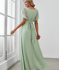 Ever-Pretty US SHOP BY OCCASION A-Line Pleated Chiffon Tie-Waist Evening Dress