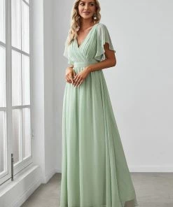 Ever-Pretty US SHOP BY OCCASION A-Line Pleated Chiffon Tie-Waist Evening Dress