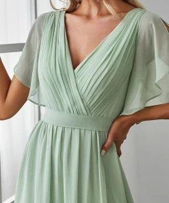 Ever-Pretty US SHOP BY OCCASION A-Line Pleated Chiffon Tie-Waist Evening Dress