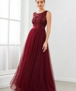 Ever-Pretty US Floral Sequin Satin Waist Tulle Evening Dress SHOP BY OCCASION