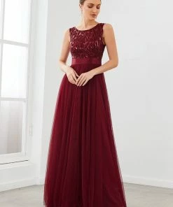 Ever-Pretty US Floral Sequin Satin Waist Tulle Evening Dress SHOP BY OCCASION