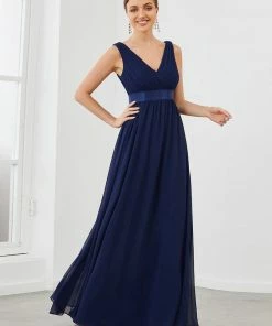 Ever-Pretty US Sleeveless Satin Waist Chiffon A-Line Evening Dress SHOP BY OCCASION