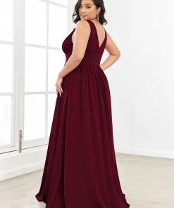 Ever-Pretty US Plus Size Sleeveless V-Neck Empire Waist High Slit Floor-Length Evening Dress SHOP BY OCCASION