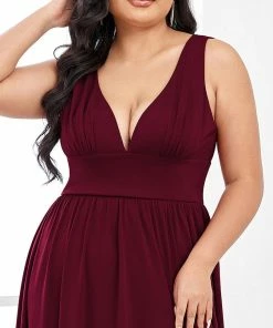 Ever-Pretty US Plus Size Sleeveless V-Neck Empire Waist High Slit Floor-Length Evening Dress SHOP BY OCCASION