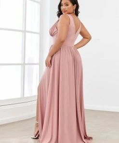 Ever-Pretty US SHOP BY OCCASION Sleeveless V-Neck Empire Waist High Slit Floor-Length Evening Dress