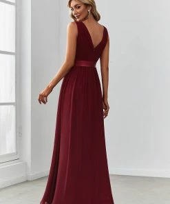 Ever-Pretty US Chiffon Illusion V-Neck Sequin Belt A-Line Evening Dress SHOP BY OCCASION