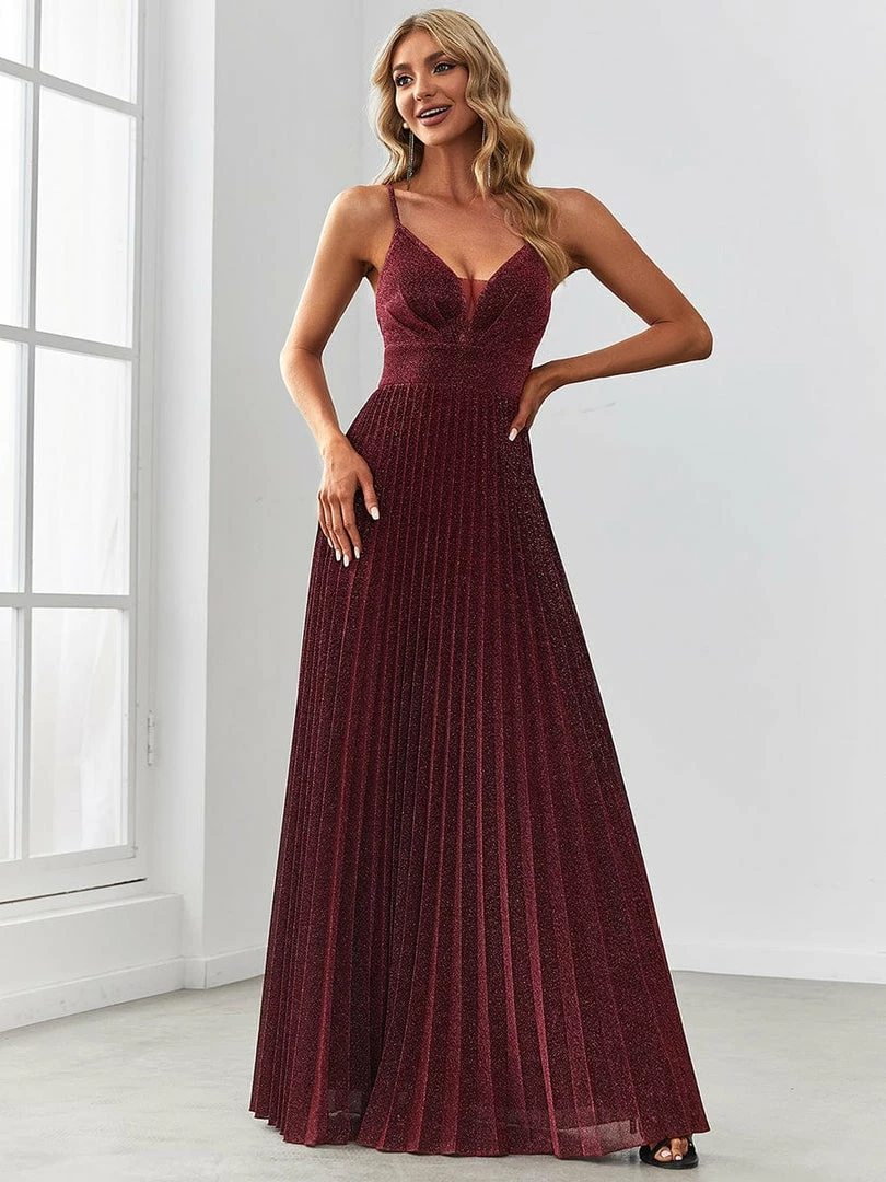Ever-Pretty US Spaghetti Strap Sequin Illusion Pleated Evening Dress SHOP BY OCCASION 1 Ever-Pretty US Spaghetti Strap Sequin Illusion Pleated Evening Dress SHOP BY OCCASION