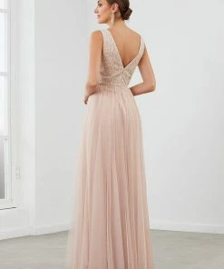 Ever-Pretty US Sleeveless V-Neck Lace Sequin A-Line Tulle Evening Dress