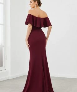Ever-Pretty US Strapless Fold-Over Ruffle Bodycon Floor-Length Evening Dress