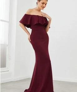 Ever-Pretty US Strapless Fold-Over Ruffle Bodycon Floor-Length Evening Dress