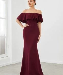 Ever-Pretty US Strapless Fold-Over Ruffle Bodycon Floor-Length Evening Dress