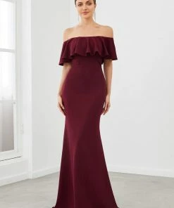 Ever-Pretty US Strapless Fold-Over Ruffle Bodycon Floor-Length Evening Dress