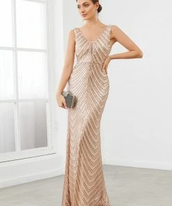 Ever-Pretty US Sequin Contrast Bodycon Sleeveless Evening Dress SHOP BY OCCASION