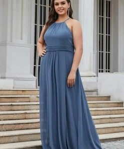 Ever-Pretty US Plus Size Pleated Halter Top Bridesmaid Evening Dress SHOP BY OCCASION