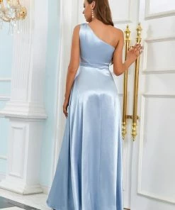 Ever-Pretty US One-Shoulder Ruffle Slit Floor-Length Evening Dress