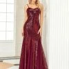 Ever-Pretty US Sequin & Sheer Spaghetti Strap Fishtail Evening Dress SHOP BY OCCASION