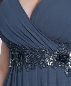 Ever-Pretty US SHOP BY OCCASION Plus Size Plunging V-Neck Sequin A-Line Evening Dress