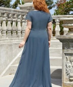 Ever-Pretty US SHOP BY OCCASION Plus Size Plunging V-Neck Sequin A-Line Evening Dress