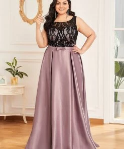 Ever-Pretty US SHOP BY OCCASION Elegant Floor-Length Sleek Bow Belt Evening Dress