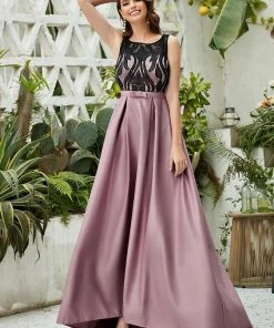 Ever-Pretty US SHOP BY OCCASION Elegant Floor-Length Sleek Bow Belt Evening Dress