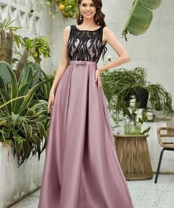 Ever-Pretty US SHOP BY OCCASION Elegant Floor-Length Sleek Bow Belt Evening Dress