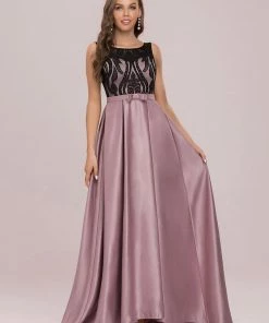 Ever-Pretty US SHOP BY OCCASION Elegant Floor-Length Sleek Bow Belt Evening Dress