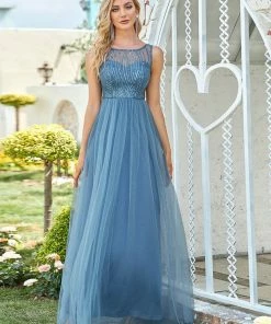 Ever-Pretty US See-Through Lace Sleeveless Floor Length Evening Dress SHOP BY OCCASION