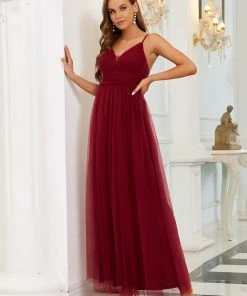 Ever-Pretty US Elegant Pleated Spaghetti Strap Evening Dress