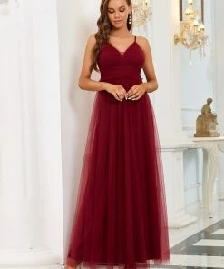 Ever-Pretty US Elegant Pleated Spaghetti Strap Evening Dress