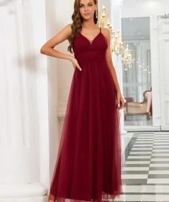 Ever-Pretty US Elegant Pleated Spaghetti Strap Evening Dress