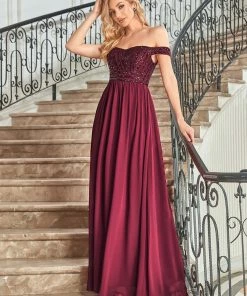 Ever-Pretty US Striped Sequin Sweetheart Floor-Length Evening Dress SHOP BY OCCASION