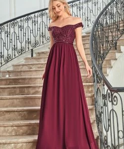 Ever-Pretty US Striped Sequin Sweetheart Floor-Length Evening Dress SHOP BY OCCASION