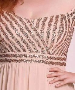 Ever-Pretty US Plus Size Striped Sequin Sweetheart Floor-Length Evening Dress