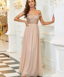 Ever-Pretty US Striped Sequin Sweetheart Floor-Length Evening Dress SHOP BY OCCASION