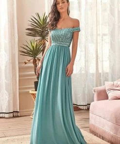 Ever-Pretty US Striped Sequin Sweetheart Floor-Length Evening Dress SHOP BY OCCASION