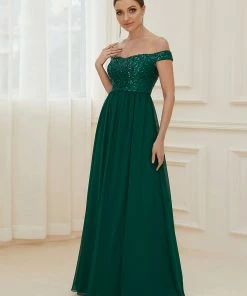 Ever-Pretty US Striped Sequin Sweetheart Floor-Length Evening Dress SHOP BY OCCASION