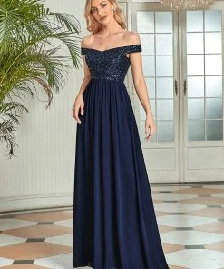Ever-Pretty US Striped Sequin Sweetheart Floor-Length Evening Dress SHOP BY OCCASION