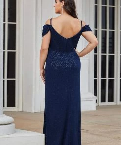 Ever-Pretty US SHOP BY OCCASION Plus Size V-Neck Cold Shoulder Floor-Length Evening Dress